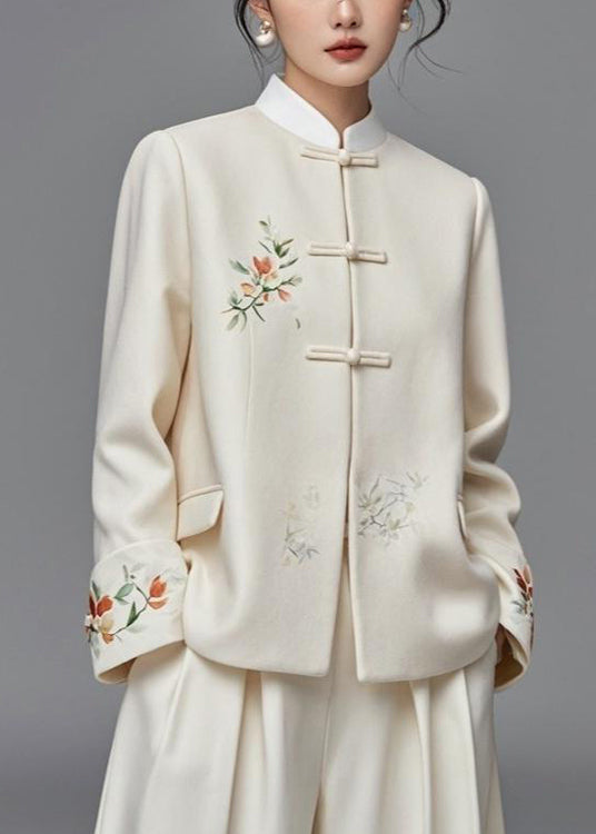 Apricot Button Print Cotton Coats Fall