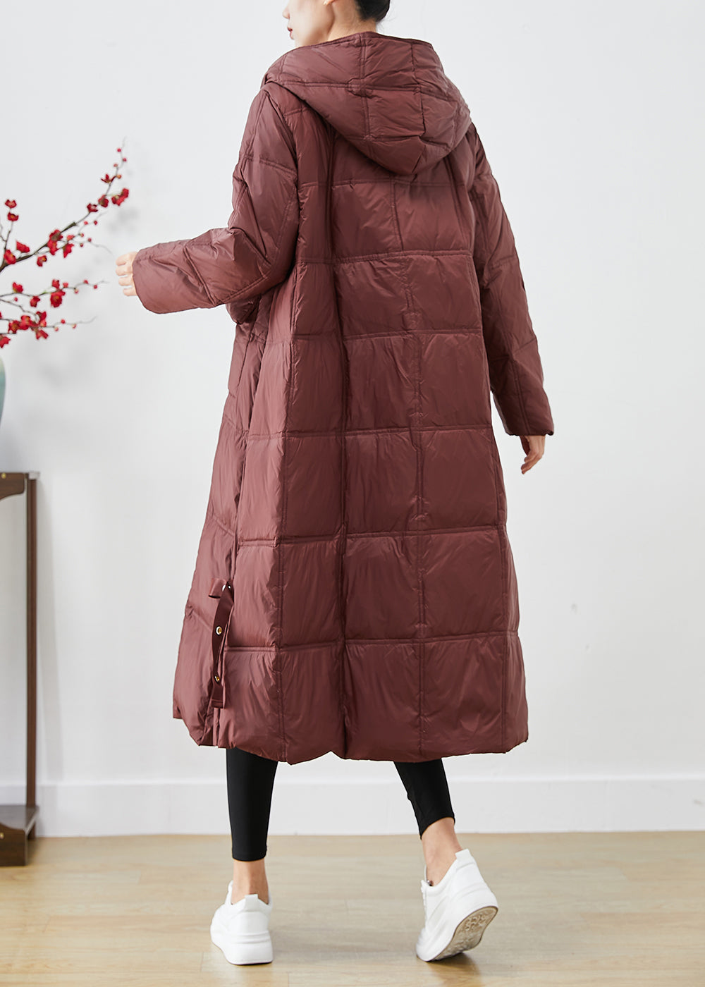 Dull Red Oversized Plaid Duck Down Canada Goose Jacket Winter