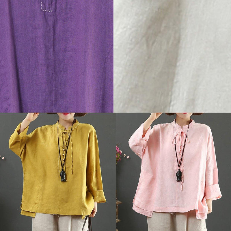 Art Nude Clothes for Stand Collar Pockets Knee Spring Blouse