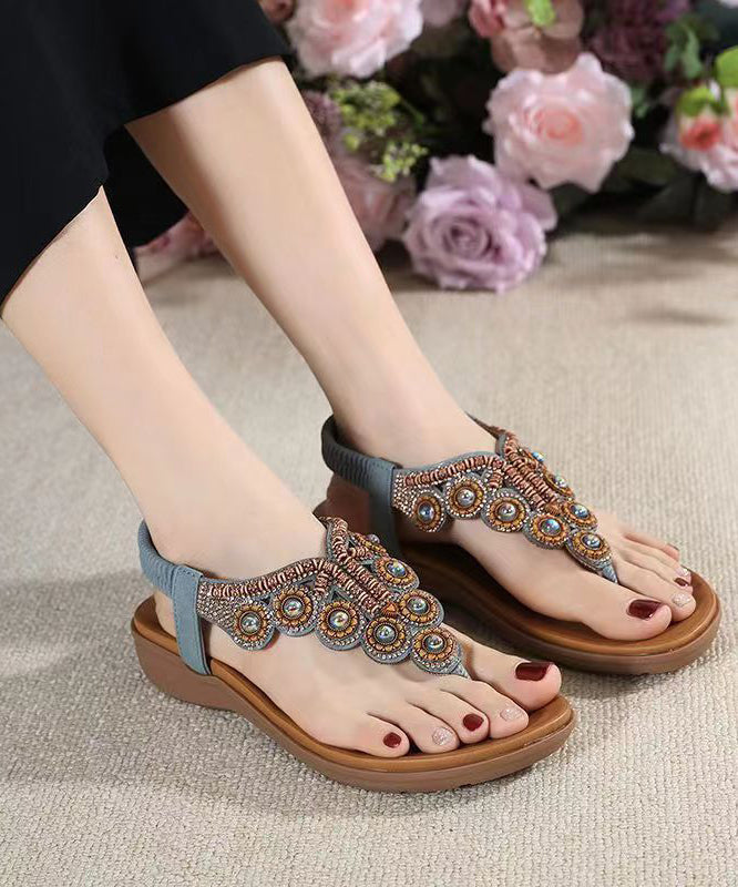 Splicing Wedge Black Zircon Flat Sandals