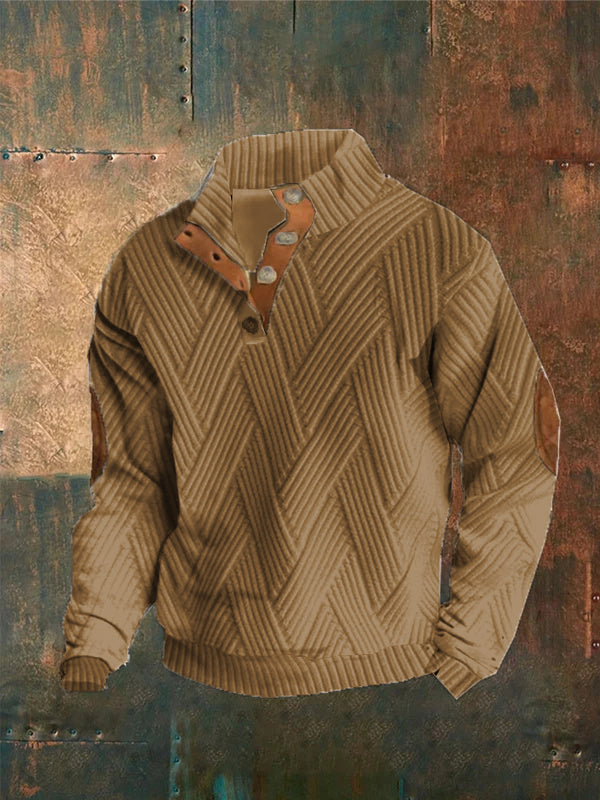 Men's Plaid Print Button Casual Sweatshirt elevenforest