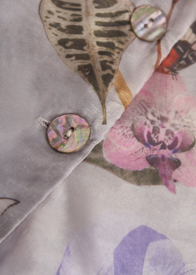 Purple Oversized Print Cotton Shirt Top Fall