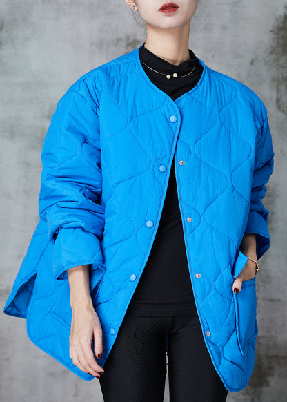 Blue Oversized Pockets Fine Cotton Filled Coats Spring