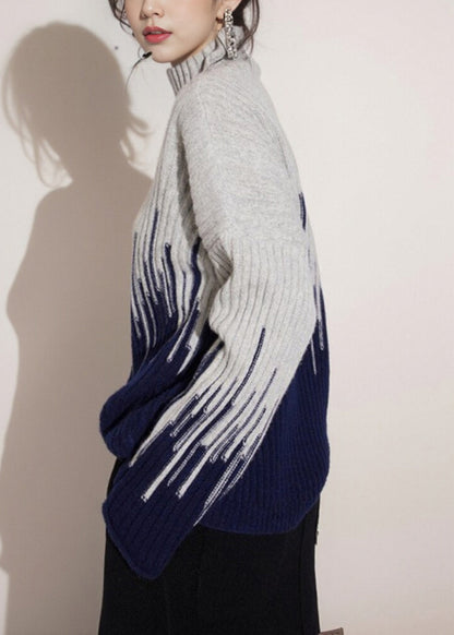 Beige Turtleneck Thick Knit Sweater Winter