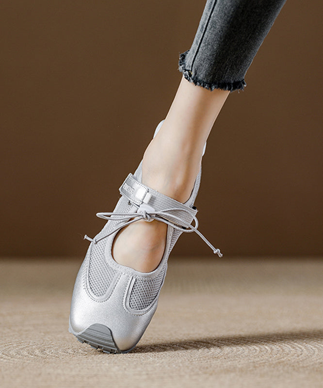 Orange Breathable Mesh Boutique Splicing Flat Shoes