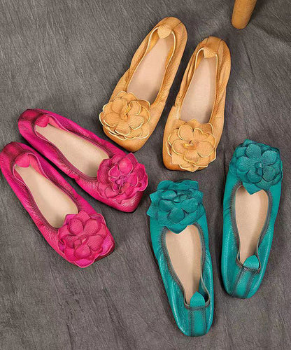 Rose Handmade Cowhide Leather Flat Shoes for