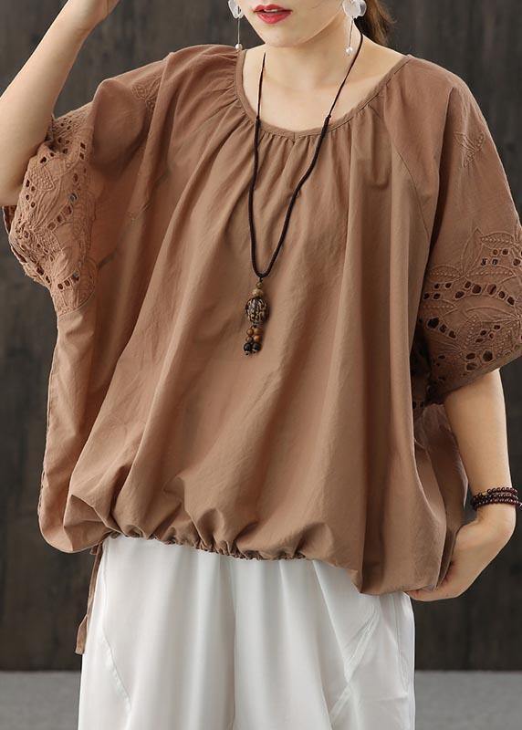 Diy Chocolate Hollow Out Cotton Blouse Top Summer