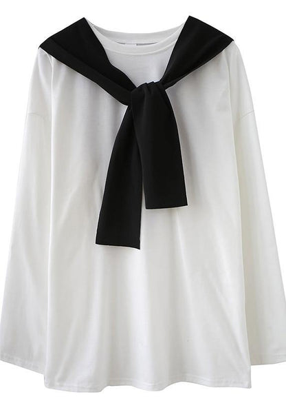 Classy White Shirts O Neck Side Open Loose Spring Blouse