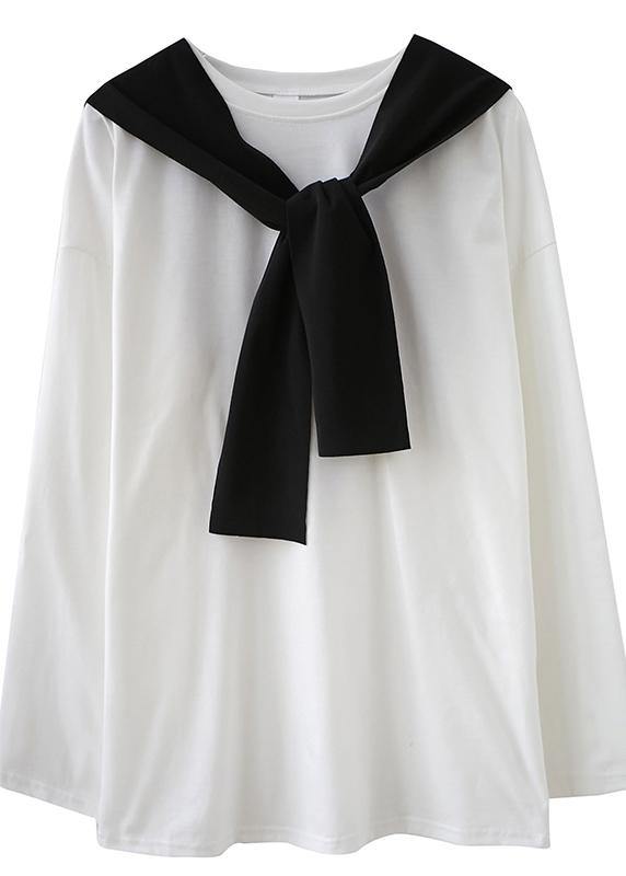 Classy White Shirts O Neck Side Open Loose Spring Blouse