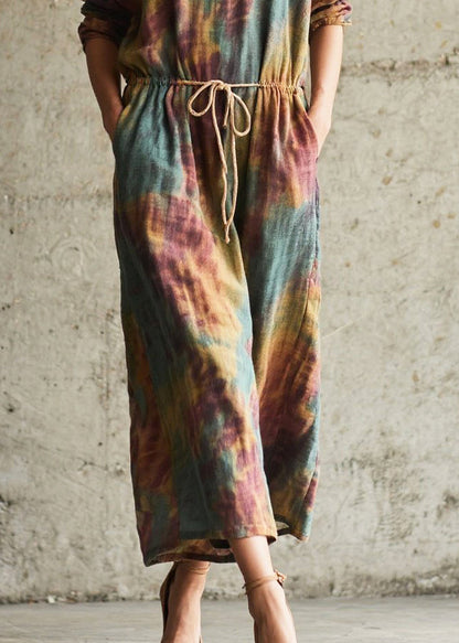 Cinched Tie Dye Cotton Holiday Dress Fall