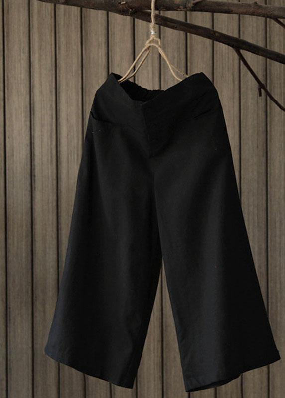 Elastic Waist Wide Leg Pants With Pockets
