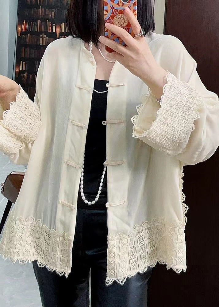 Orange O-neck Lace Patchwork Silk Velour Coats Fall