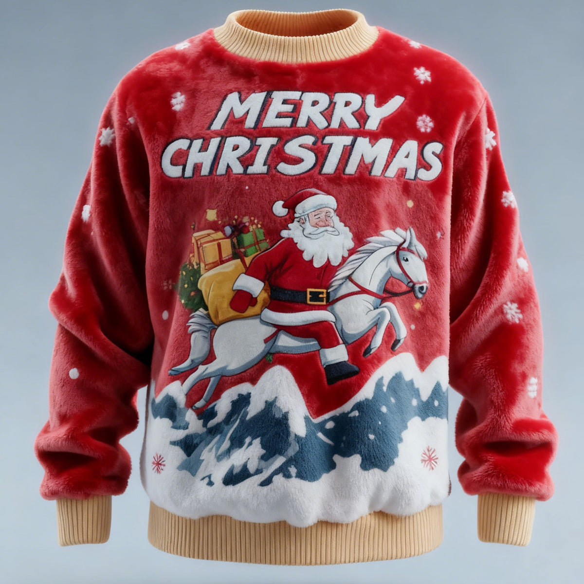 Comstylish Men's Christmas Santa Claus Comfortable Plush Sweatshirt