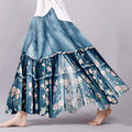 Vintage Floral Gradient Patchwork Art Flowy Wide Skirt artswardrobe