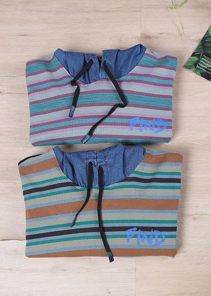 Green on the Back Loose Drawstring Organic Autumn Tops