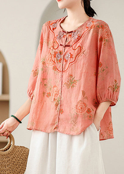 Orange Patchwork Low High Design Shirt Summer