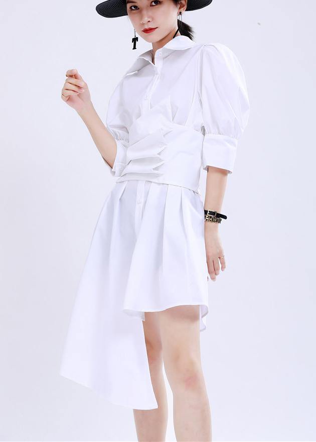 White Peter Pan Collar Mid Summer Cotton Dress