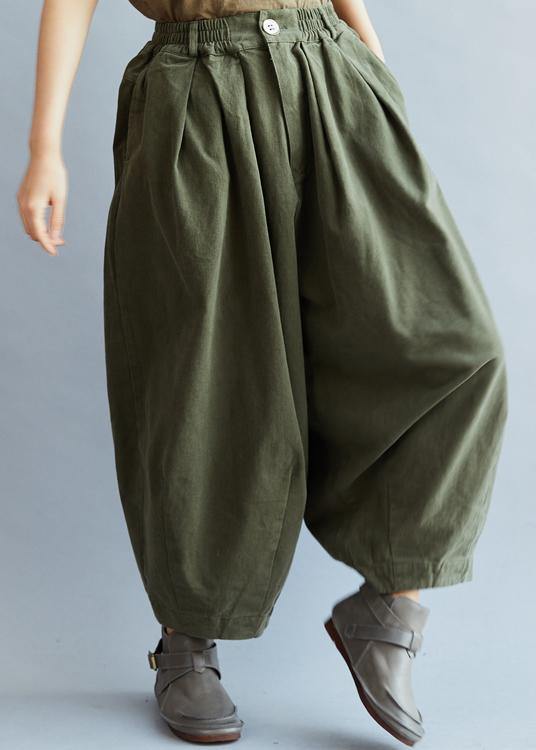 French Loose Trousers Arm Green Inspiration Elastic Waist Wild Pants