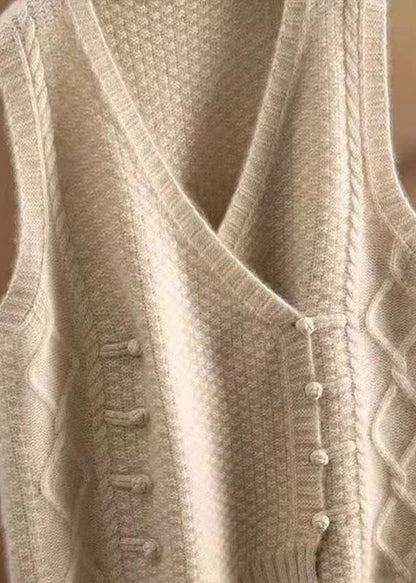 Organic Apricot Asymmetrical Button Knit Tanks Sleeveless
