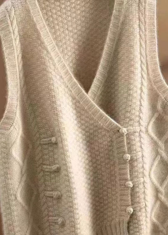 Organic Apricot Asymmetrical Button Knit Tanks Sleeveless