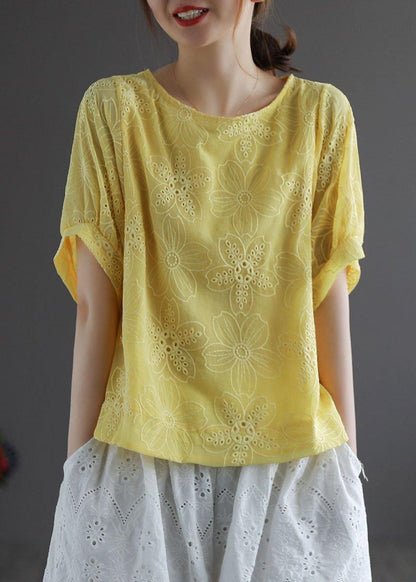 Blue Embroideried Summer Blouses Half Sleeve
