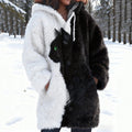 Vintage Black Cat Art Cozy Knit Hooded Cardigan elevenforest