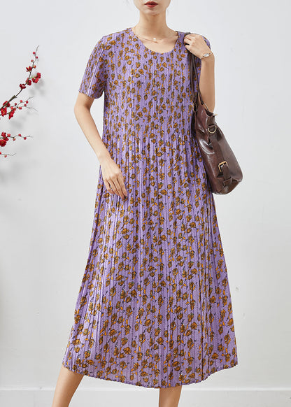 Lavender Oversized Print Chiffon Party Dress Summer