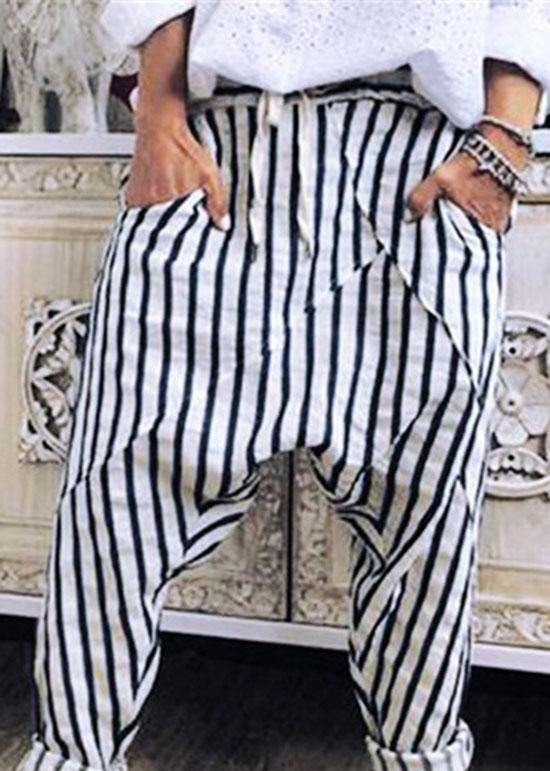 Striped Elastic Waist Trouser Pants