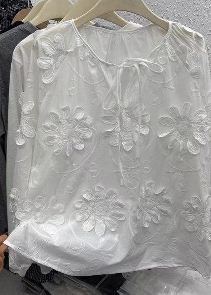 Original Design White O-neck Top Fall