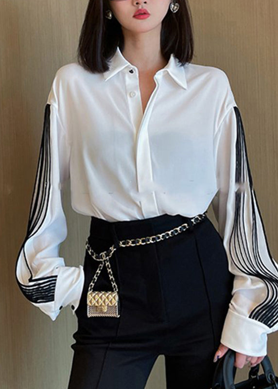 White Peter Pan Collar Shirt Lantern Sleeve