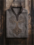 Men's Viking Life Of Tree Celtic Knot Art Linen V-neck T-shirt artswardrobe