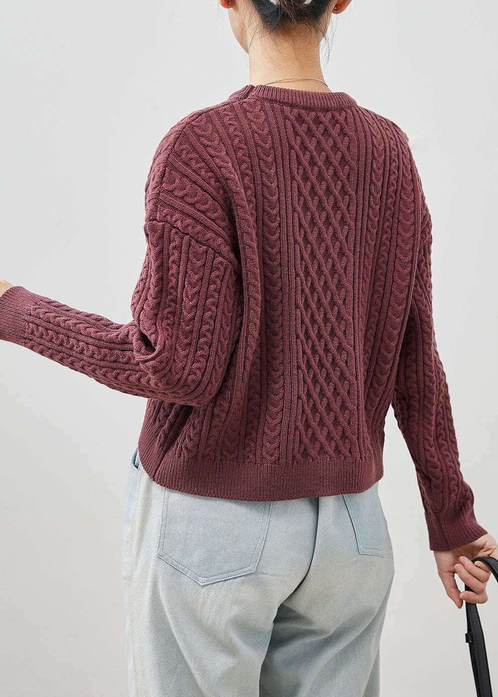 Purple Chunky Oversized Cable Knit Sweater Winter