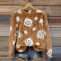 Comstylish Women's Christmas Snowman Cozy Crew Neck Plush Sweatshirt