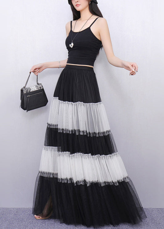 Colorblock Exra Large Hem Patchwork Tulle Skirt Summer