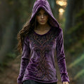 Comstylish Women's Vintage Viking Tree Pattern Plush Cozy Hoodie