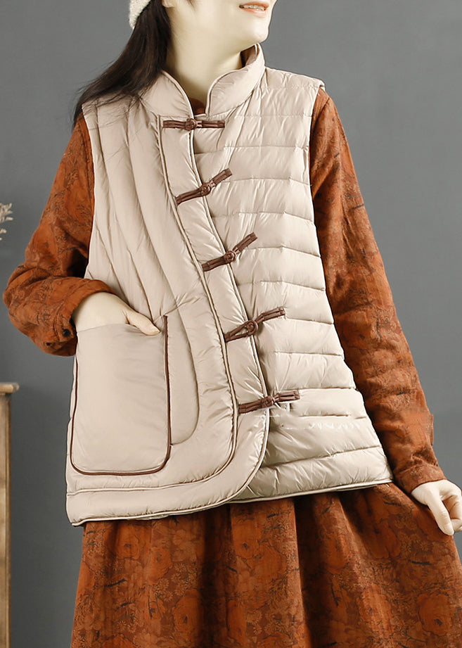 Red Chinese Button Warm Duck Down Filled Witner Vest