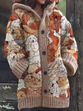 Comstylish Colorful Dogs Pattern Cozy Hooded Cardigan