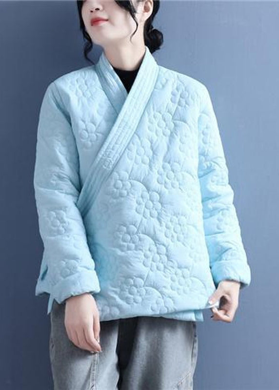 Retro Beige Lace Up Stereoscopic Fine Cotton Filled Jackets Spring
