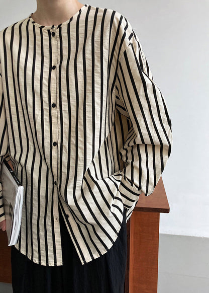 Apricot Striped Button Shirts Long Sleeve