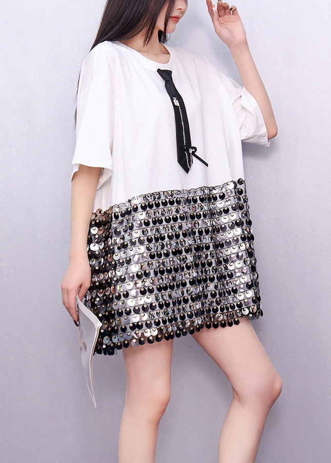 Sequins Patchwork Cotton Work Dress Summer