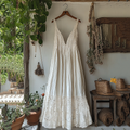 Vintage Lace Art Linen Maxi Suspender Dress artswardrobe