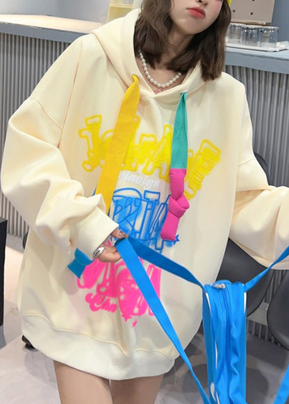 Style Fluorescent Green Graffiti Hooded Sweatshirt Spring