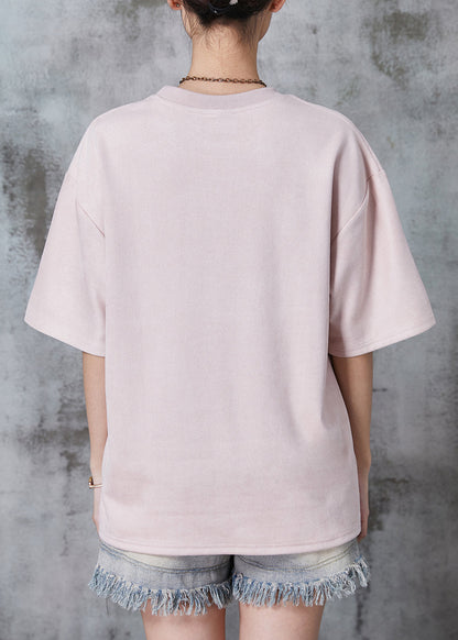 Pink Bamboo Print Cotton Tank Oversized Summer