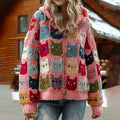Comstylish Colorful Cats Pattern Art Cozy Knit Cardigan