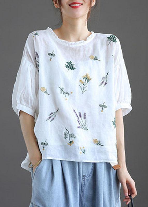Modern Print Regular Embroideried Summer Half Sleeve