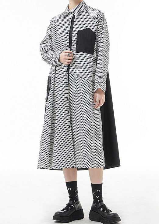 White Peter Pan Collar Button Patchwork Shirt Dresses Spring