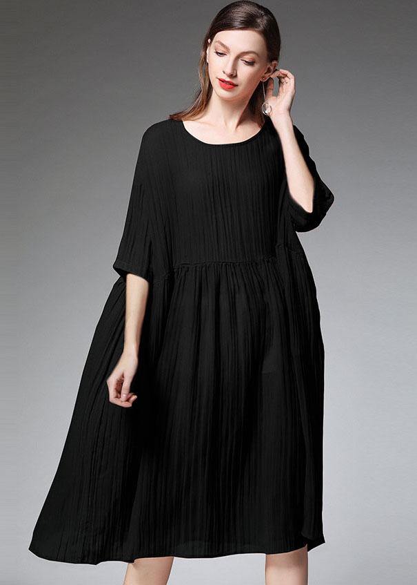 Black O-neck Patchwork Summer Dresses