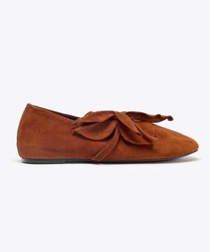 French Orange Suede Splicing Flats