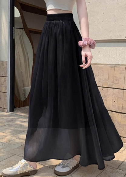 Black High Waist Patchwork Maxi Skirts