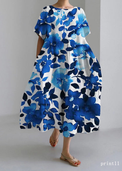 Flower Print11 Cotton Dresses Pockets Patchwork Spring